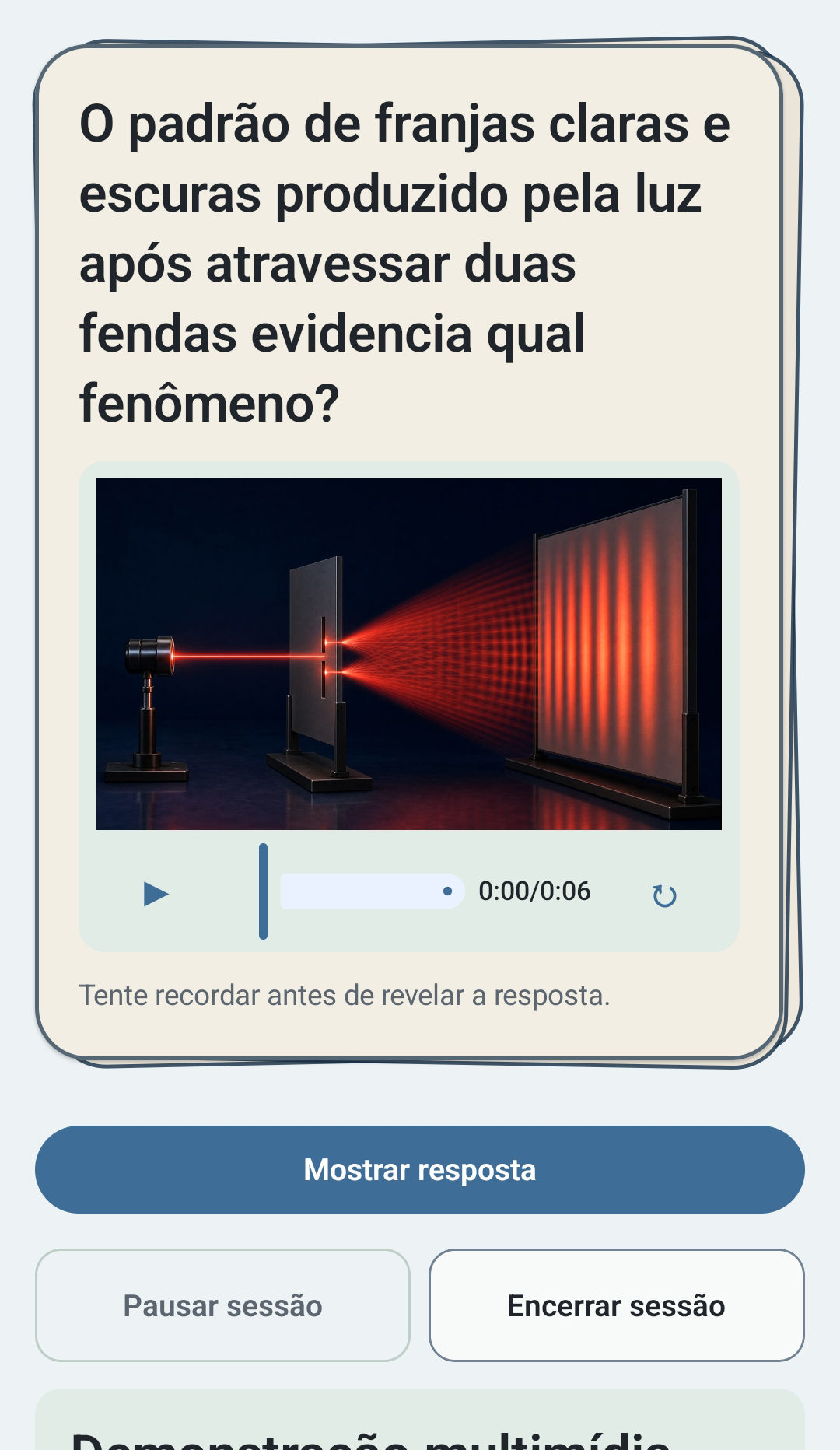 Sessão de estudo do APRESTO com cartão multimídia em vídeo